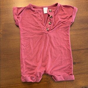 Red Wine Colored Button-Up Baby Romper